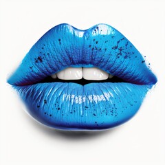 blue lips isolated on white background, generative ai