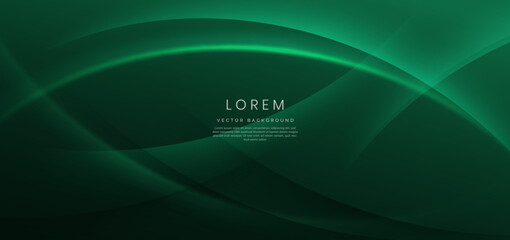Abstract curved green shape on green background with copy space for text. Luxury design style. © Pramote