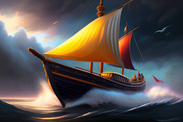 boat at sunset