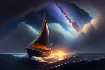 sailboat at sunset