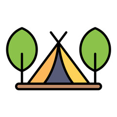 Tent Line Color Icon