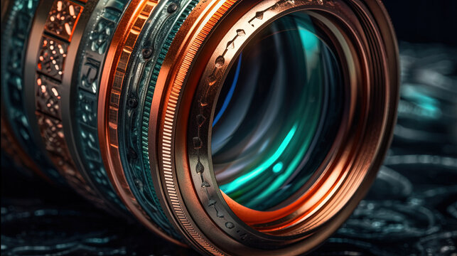 Illustration of a camera lens. Futuristic camera