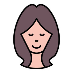 Female Face Line Color Icon