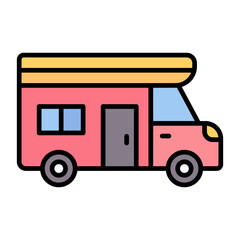 Camper Van Line Color Icon