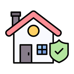 Home Insurance Line Color Icon