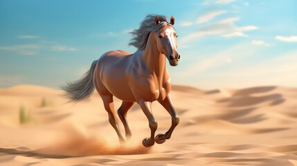 Horse on background. 3d rendering. Generative AI - obrazy, fototapety, plakaty