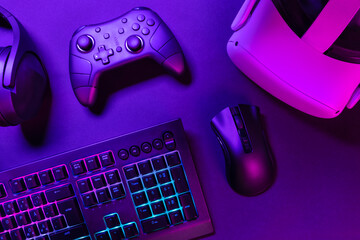 Virtual gaming gadgets on illuminated table