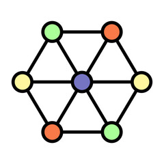 Molecules Line Color Icon