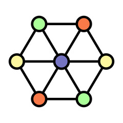 Molecules Line Color Icon