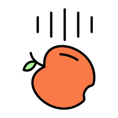 Falling Apple Line Color Icon