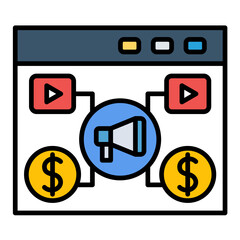 Video Marketing Line Color Icon