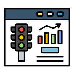 Website Traffic Line Color Icon
