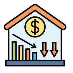 Price Decrease Line Color Icon