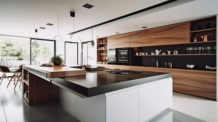 Modern kitchen design. Generative AI
