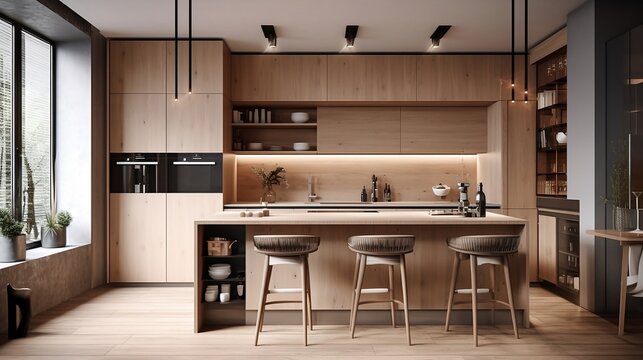 Modern kitchen design. Generative AI