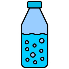 Water Bottle Line Color Icon
