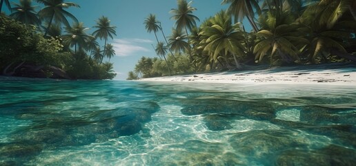 Fototapeta na wymiar Sea in tropical paradise, generative AI 