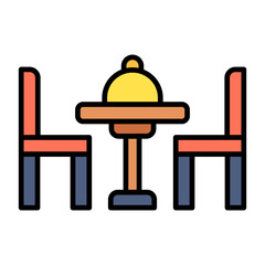 Dinner Table Line Color Icon