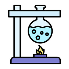 Bunsen Burner Line Color Icon