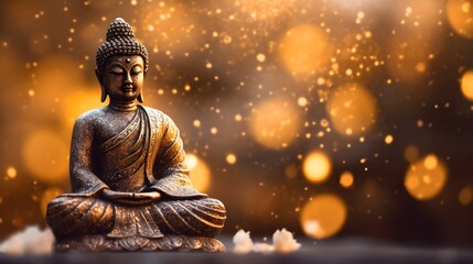 Buddhist Figure Isolated Against a Bokeh Background - Generative AI