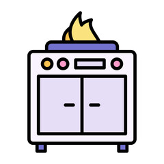 Cooking Range Line Color Icon