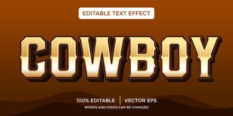 cowboy 3D text effect template - obrazy, fototapety, plakaty