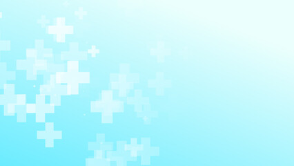Abstract white blue green colors cross pattern healthcare background.