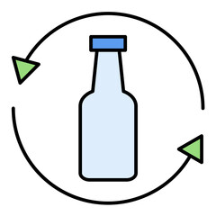 Glass Recycle Line Color Icon
