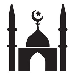 Islamic Mosque Icon Vector Silhouette, Masjid Vector Illustration