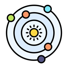 Solar System Line Color Icon