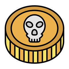 Pirate Coin Line Color Icon