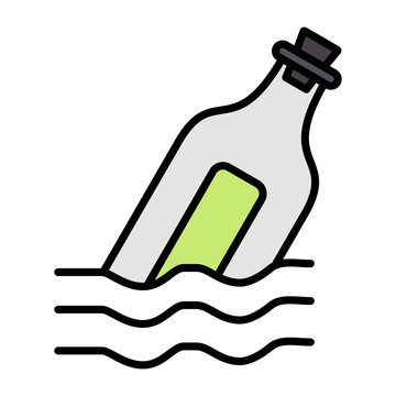 Message in a Bottle Line Color Icon