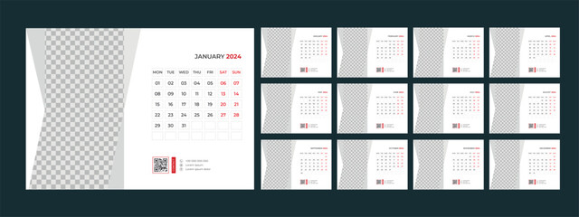 calendar, 2024, desk, template, design
