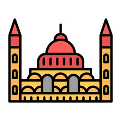 Hungarian Parliament Line Color Icon
