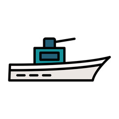 Army Ship Line Color Icon