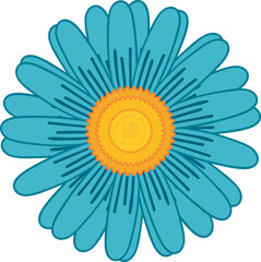 Blue aster flower vector icon 