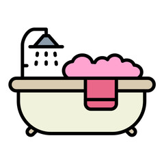 Bathtub Line Color Icon