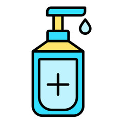 Hand Sanitizer Line Color Icon