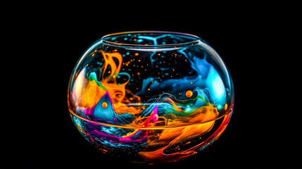 Fototapeta na wymiar Splash of colored water in a circle, generative AI.