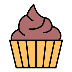 Chocolate Cupcake Line Color Icon