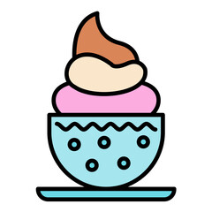 Ice Cream Cup Line Color Icon