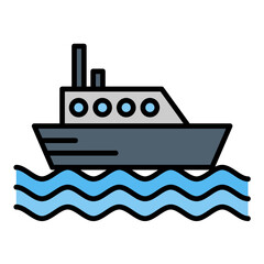Ferry Boat Line Color Icon