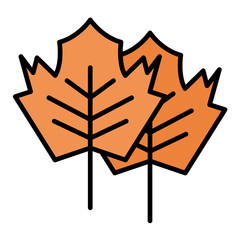 Maple Leaf Line Color Icon