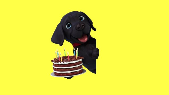 Fun 3D cartoon black Labrador retriever (with alpha channel included)