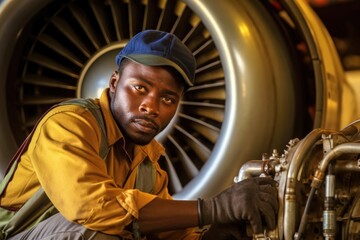 Fototapeta na wymiar Team of engineers working at maintenance building Be an aircraft engineer at an airport Generated with AI