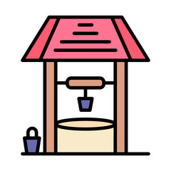 Desert Water Well Line Color Icon