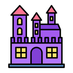 Ghost Castle Line Color Icon