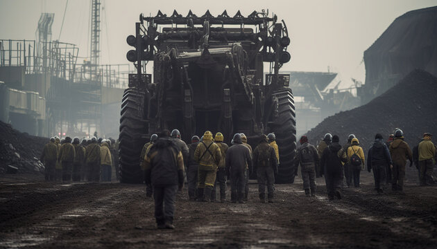 group of worker working at coal mining site