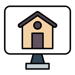 Buy House Online Line Color Icon