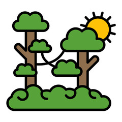 Jungle Landscape Line Color Icon